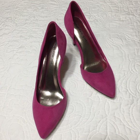 Madden Girl Shoes - Madden Girl Hot Pink Ultra Suede Kopykat Pumps NEW